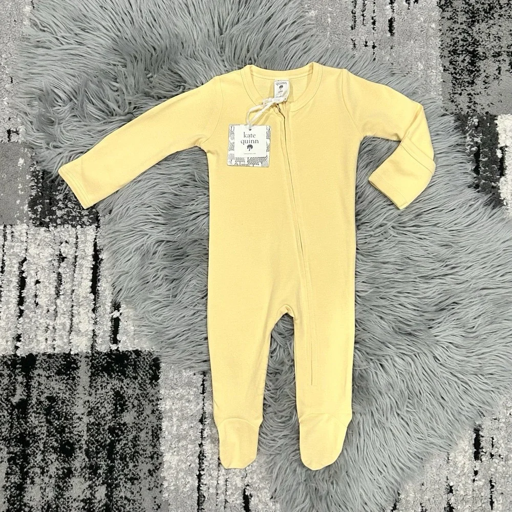 Kate Quinn Infant Long Sleeve Zipper Footie In Buttercup Yellow Size 6-9 Month